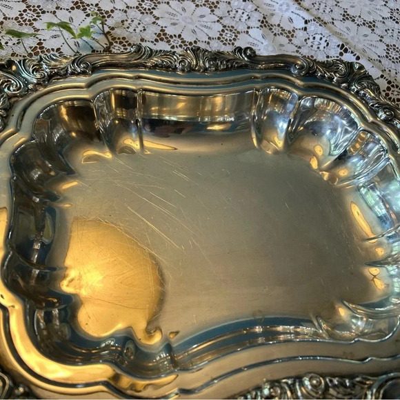 Vintage Sheridan Silver on Copper Footed Serving Dish - Picture 4 of 5